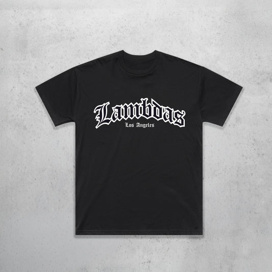 Lambdas Old English LA - Classic Block Tee